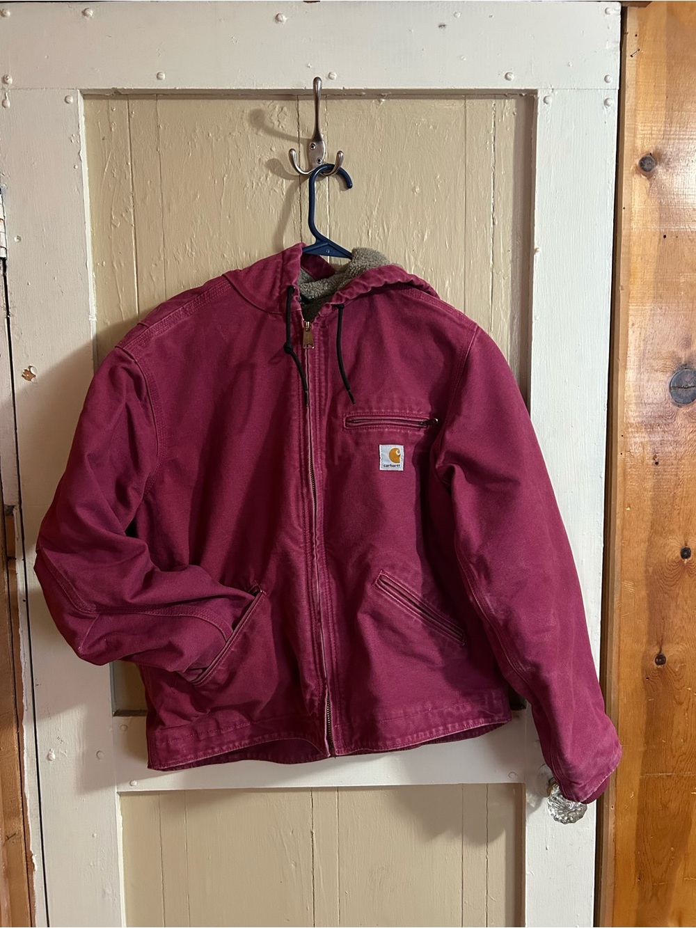 Carhartt Women's Burgundy Hooded Sherpa-Lined Jacket